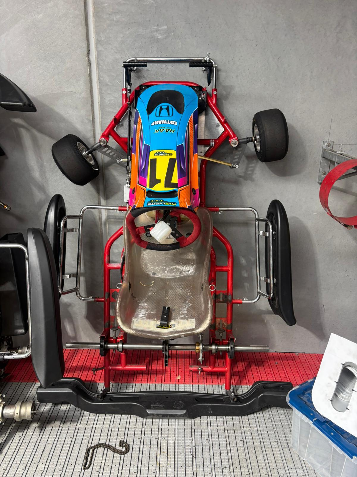 Used red kart chassis available through DS Racing Karts